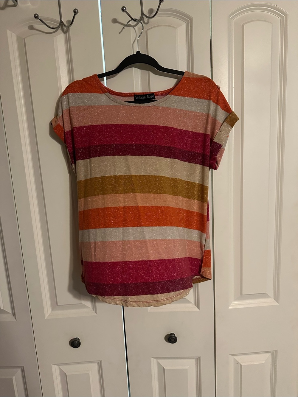 Striped Metallic Knit Top - Multi-Color